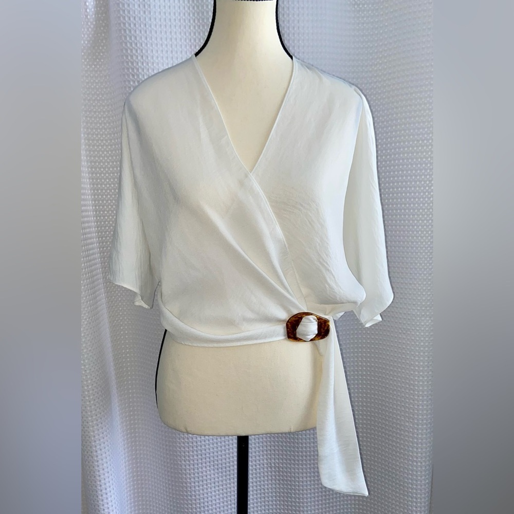 Topshop white‎ wrap front top size 4